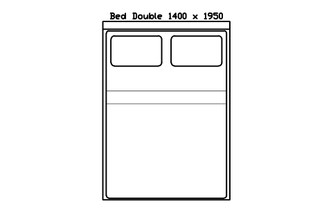 Bed Double 1400 x 1950 mattress, Japan, plan sembolünün önizlemesi, blok HOM_BED_JP_Double_1400X1950_PLAN