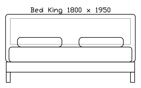 Bed King 1800 x 1950 mattress, Japan, front elevation sembolünün önizlemesi, blok HOM_BED_JP_King_1800X1950_ELEV