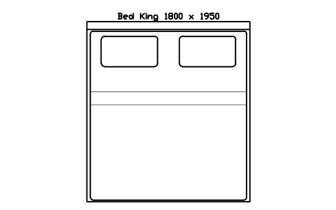 Bed King 1800 x 1950 mattress, Japan, plan sembolünün önizlemesi, blok HOM_BED_JP_King_1800X1950_PLAN
