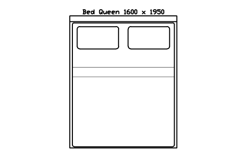 Bed Queen 1600 x 1950 mattress, Japan, plan sembolünün önizlemesi, blok HOM_BED_JP_Queen_1600X1950_PLAN