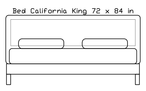 Bed California King 72 x 84 in mattress, US, front elevation sembolünün önizlemesi, blok HOM_BED_US_California_King_72X84_ELEV