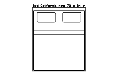Bed California King 72 x 84 in mattress, US, plan sembolünün önizlemesi, blok HOM_BED_US_California_King_72X84_PLAN