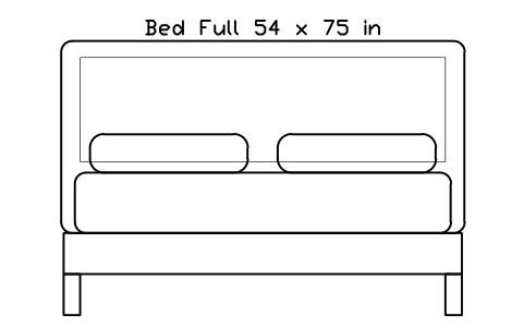 Bed Full 54 x 75 in mattress, US, front elevation sembolünün önizlemesi, blok HOM_BED_US_Full_54X75_ELEV
