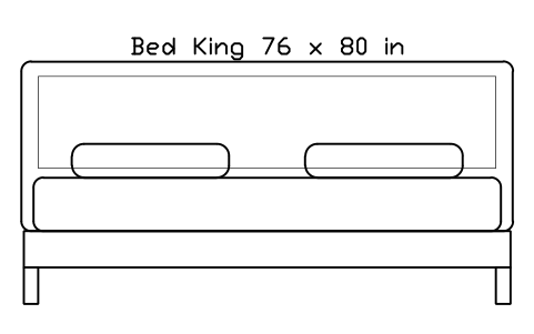 Bed King 76 x 80 in mattress, US, front elevation sembolünün önizlemesi, blok HOM_BED_US_King_76X80_ELEV