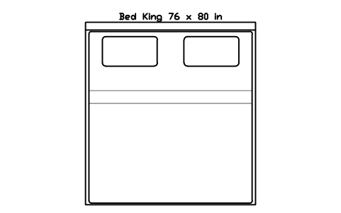 Bed King 76 x 80 in mattress, US, plan sembolünün önizlemesi, blok HOM_BED_US_King_76X80_PLAN