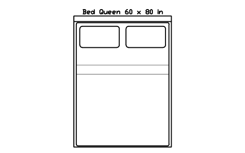 Bed Queen 60 x 80 in mattress, US, plan sembolünün önizlemesi, blok HOM_BED_US_Queen_60X80_PLAN