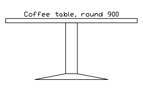 Coffee table, round 900, front elevation sembolünün önizlemesi, blok HOM_COFFEETABLE_ROUND_ELEV
