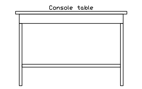 Console table, front elevation sembolünün önizlemesi, blok HOM_CONSOLE_ELEV