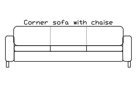 Corner sofa with chaise, front elevation sembolünün önizlemesi, blok HOM_CORNERSOFA_ELEV