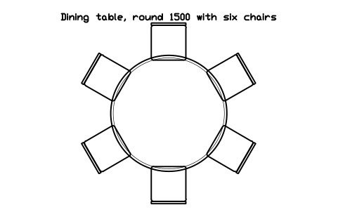 Dining table, round 1500 with six chairs, plan sembolünün önizlemesi, blok HOM_DININGTABLE_ROUND_1500_6_PLAN