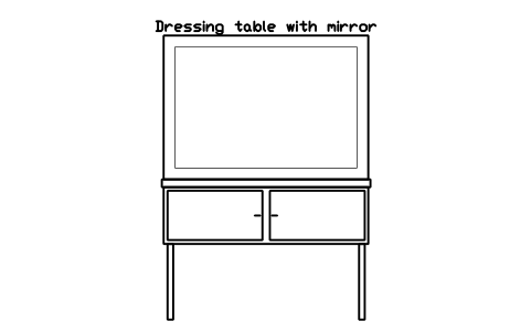 Dressing table with mirror, front elevation sembolünün önizlemesi, blok HOM_DRESSINGTABLE_ELEV