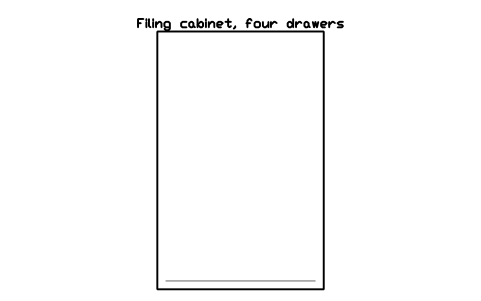 Filing cabinet, four drawers, plan sembolünün önizlemesi, blok HOM_FILING_4DRAWER_PLAN