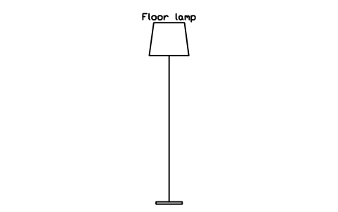 Floor lamp, front elevation sembolünün önizlemesi, blok HOM_FLOORLAMP_ELEV