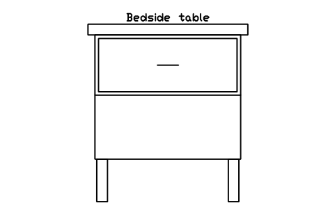 Bedside table, front elevation sembolünün önizlemesi, blok HOM_NIGHTSTAND_ELEV