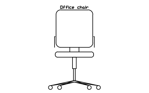 Office chair, front elevation sembolünün önizlemesi, blok HOM_OFFICECHAIR_ELEV