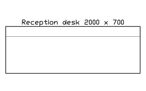 Reception desk 2000 x 700, plan sembolünün önizlemesi, blok HOM_RECEPTION_2000_PLAN