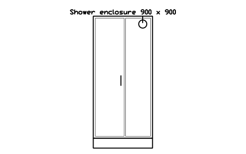 Shower enclosure 900 x 900, front elevation sembolünün önizlemesi, blok HOM_SHOWER_FRONT_ELEV