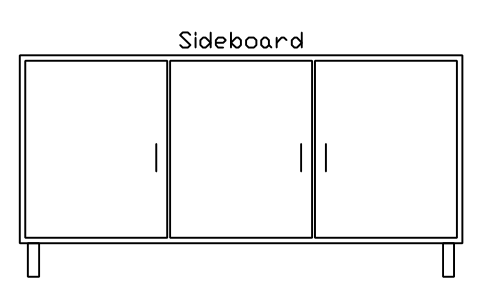 Sideboard, front elevation sembolünün önizlemesi, blok HOM_SIDEBOARD_ELEV