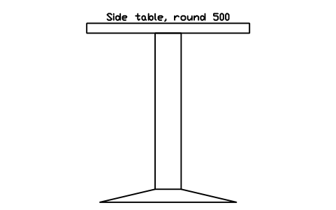 Side table, round 500, front elevation sembolünün önizlemesi, blok HOM_SIDETABLE_ROUND_ELEV