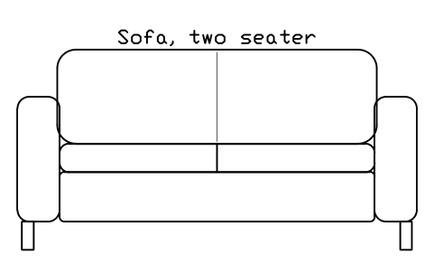 Sofa, two seater, front elevation sembolünün önizlemesi, blok HOM_SOFA_2SEAT_ELEV
