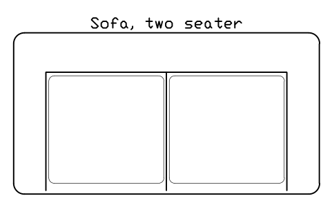 Sofa, two seater, plan sembolünün önizlemesi, blok HOM_SOFA_2SEAT_PLAN