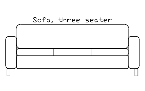 Sofa, three seater, front elevation sembolünün önizlemesi, blok HOM_SOFA_3SEAT_ELEV