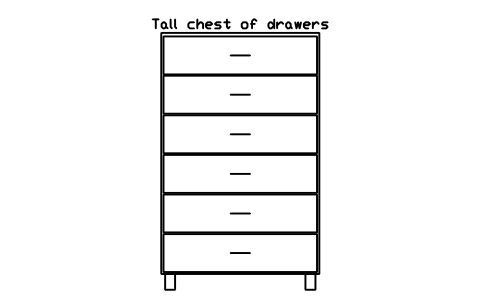 Tall chest of drawers, front elevation sembolünün önizlemesi, blok HOM_TALLBOY_ELEV