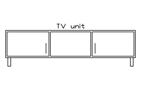 TV unit, front elevation sembolünün önizlemesi, blok HOM_TVUNIT_ELEV