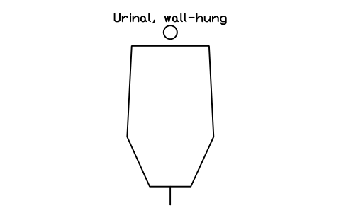 Urinal, wall-hung, front elevation sembolünün önizlemesi, blok HOM_URINAL_FRONT_ELEV