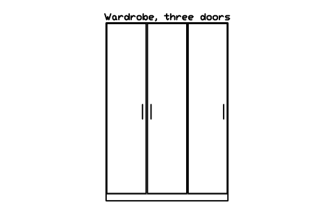 Wardrobe, three doors, front elevation sembolünün önizlemesi, blok HOM_WARDROBE_3DOOR_ELEV