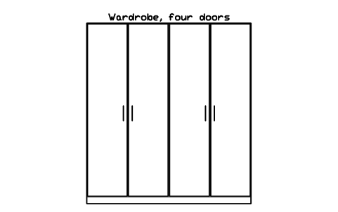 Wardrobe, four doors, front elevation sembolünün önizlemesi, blok HOM_WARDROBE_4DOOR_ELEV
