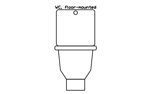 WC, floor-mounted, front elevation sembolünün önizlemesi, blok HOM_WC_FLOOR_FRONT_ELEV