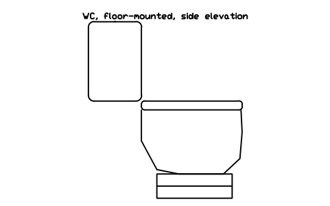 WC, floor-mounted, side elevation sembolünün önizlemesi, blok HOM_WC_FLOOR_SIDE_ELEV