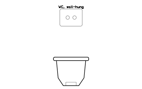 WC, wall-hung, front elevation sembolünün önizlemesi, blok HOM_WC_HUNG_FRONT_ELEV