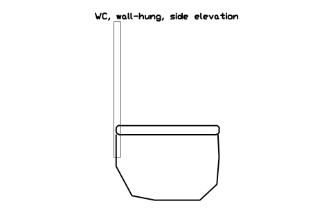 WC, wall-hung, side elevation sembolünün önizlemesi, blok HOM_WC_HUNG_SIDE_ELEV