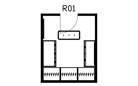 Anteprima del simbolo Spogliatoio, specchio e panca, blocco HSU_ROOM_DRESSING