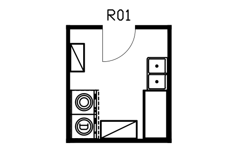 Anteprima del simbolo Lavanderia, a corridoio, blocco HSU_ROOM_LAUNDRY_GALLEY