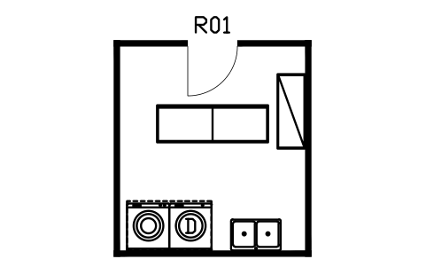 Anteprima del simbolo Lavanderia con isola per piegare, blocco HSU_ROOM_LAUNDRY_ISLAND