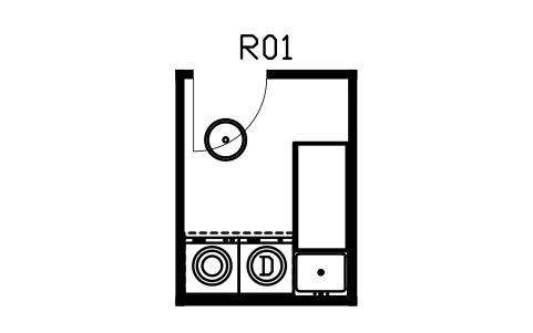 Anteprima del simbolo Lavanderia, una parete, blocco HSU_ROOM_LAUNDRY_WALL
