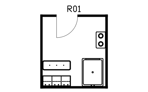 Anteprima del simbolo Ingresso con lavaggio animali, blocco HSU_ROOM_MUD_PET