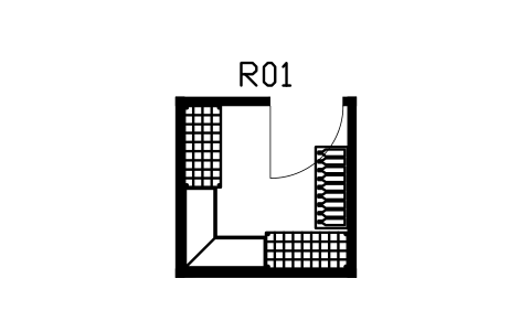 Anteprima del simbolo Dispensa walk-in, a L, blocco HSU_ROOM_PANTRY_L