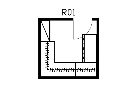 Anteprima del simbolo Cabina armadio, a L, blocco HSU_ROOM_WALKIN_L