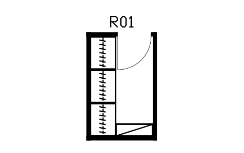 Anteprima del simbolo Cabina armadio, un lato, blocco HSU_ROOM_WALKIN_SIDE