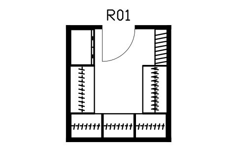 Anteprima del simbolo Cabina armadio, a U, blocco HSU_ROOM_WALKIN_U