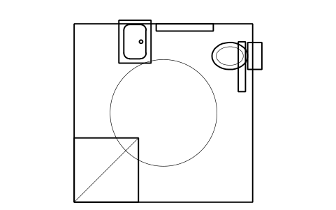 Preview of the Accessible bathroom, 2.5 x 2.5 m symbol, block HTL_BATH_ACCESSIBLE