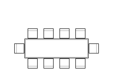 Preview of the Dining table for 10, with ends symbol, block HTL_TABLE_RECT_10