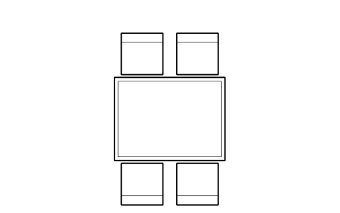 Preview of the Dining table for 4, rectangular symbol, block HTL_TABLE_RECT_4