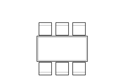 Preview of the Dining table for 6, rectangular symbol, block HTL_TABLE_RECT_6