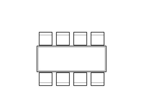 Preview of the Dining table for 8, rectangular symbol, block HTL_TABLE_RECT_8