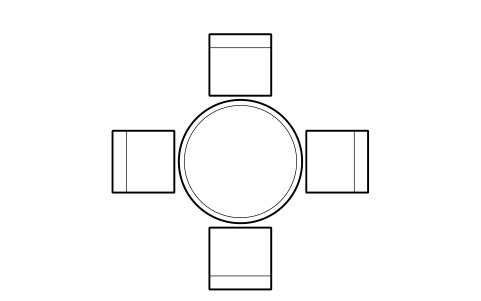 Preview of the Round table for 4, 900 dia symbol, block HTL_TABLE_ROUND_4